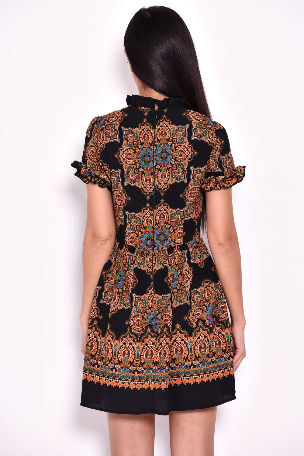 Paisley Skater Dress With Frill Detail - Image 3