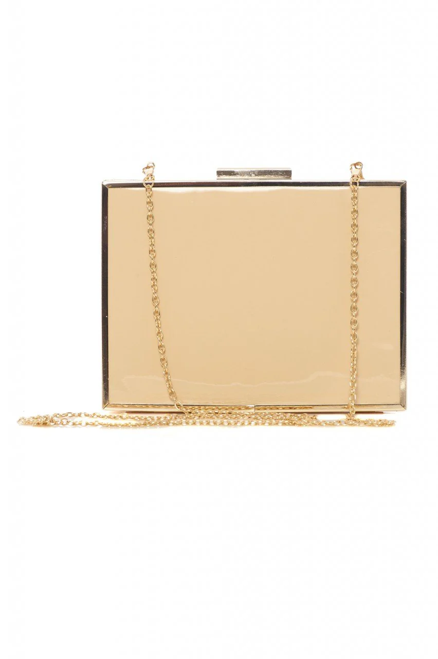 Patent Gold Edged Box Clutch Bag
