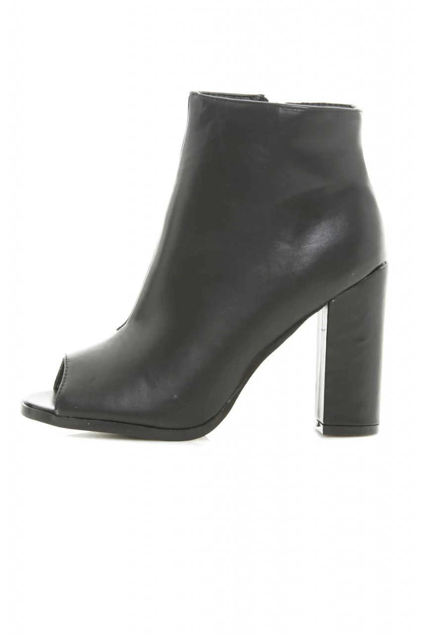Peep Toe PU Ankle Boots - Image 2