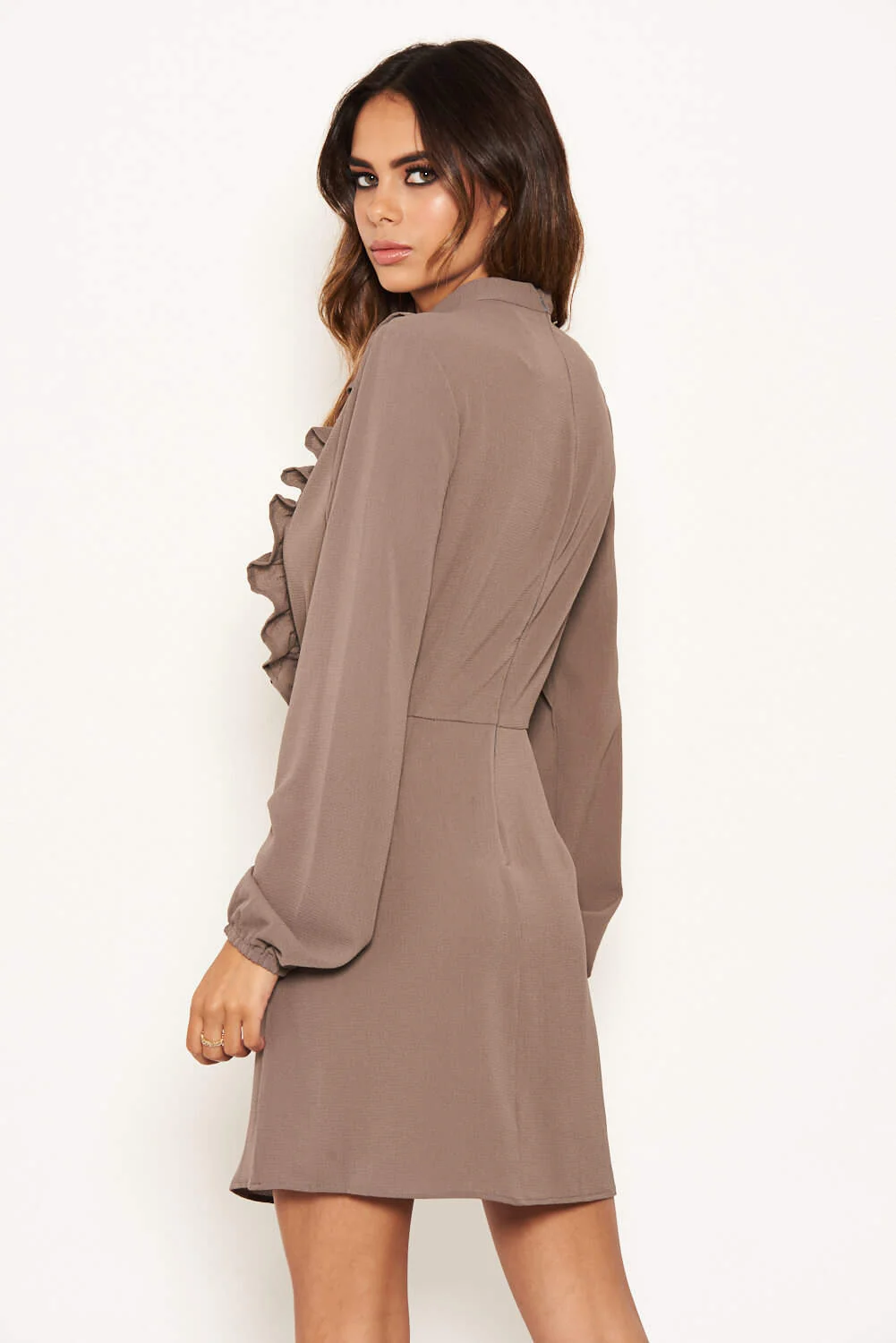 Pewter High Neck Ruffle Dress - Image 5