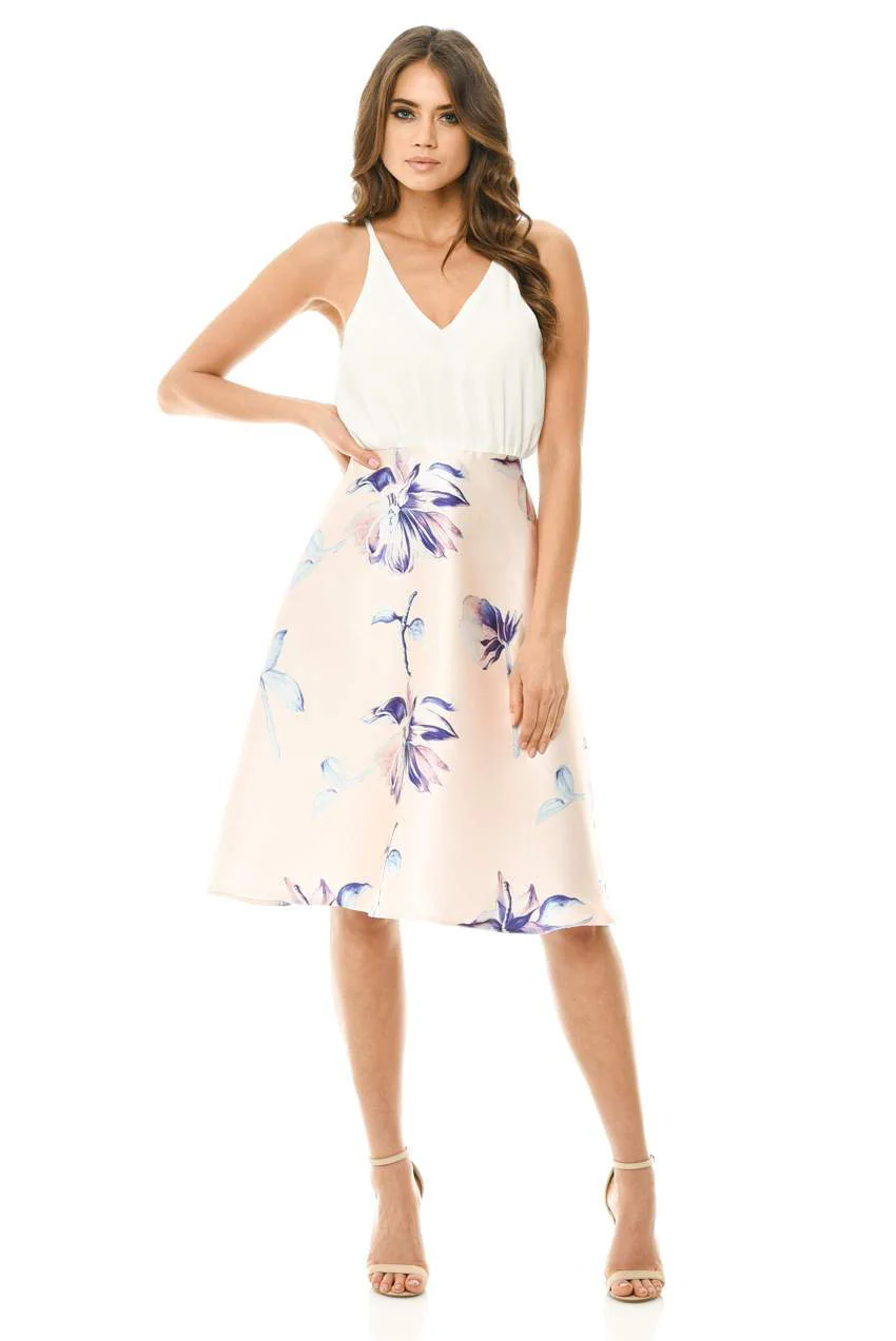 Pink 2 in 1 Printed Skirt Midi Dress - Image 2