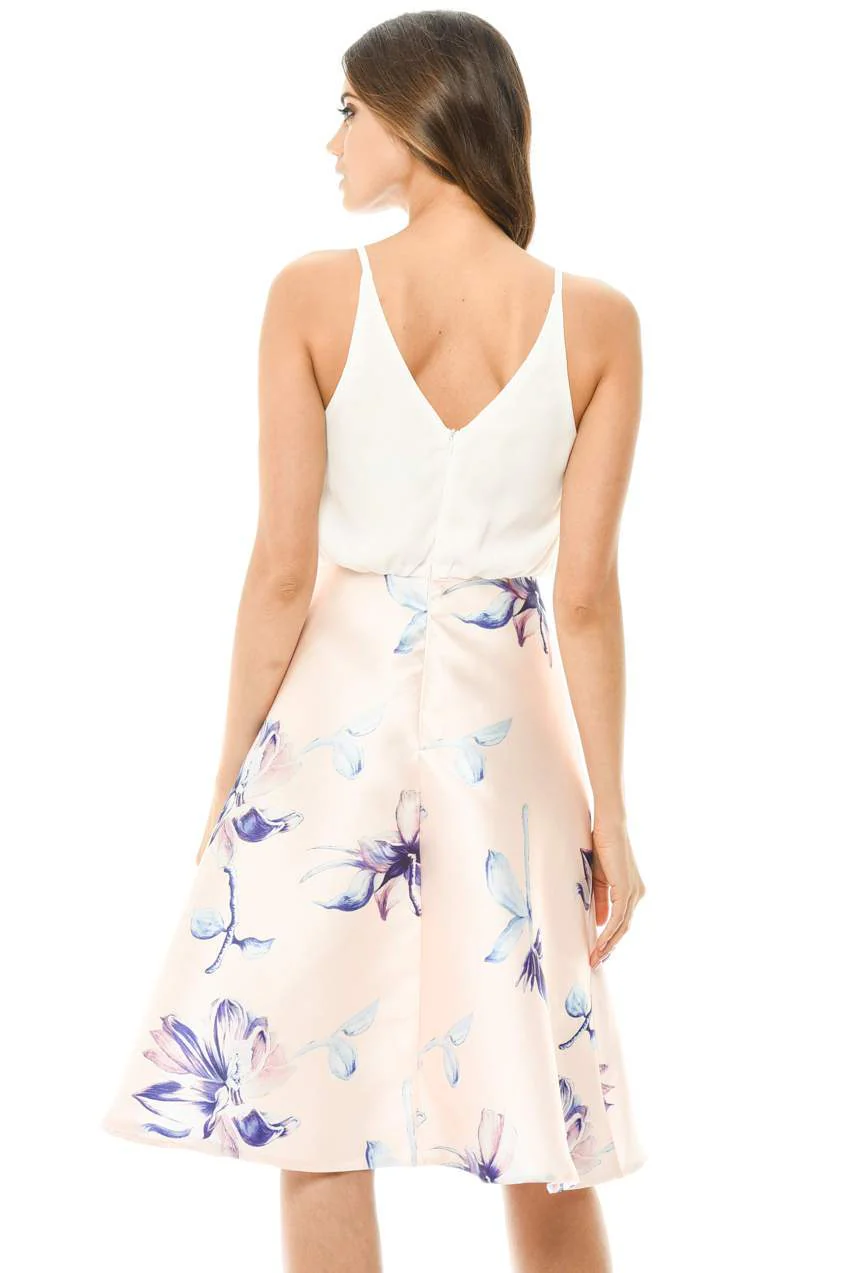 Pink 2 in 1 Printed Skirt Midi Dress - Image 3