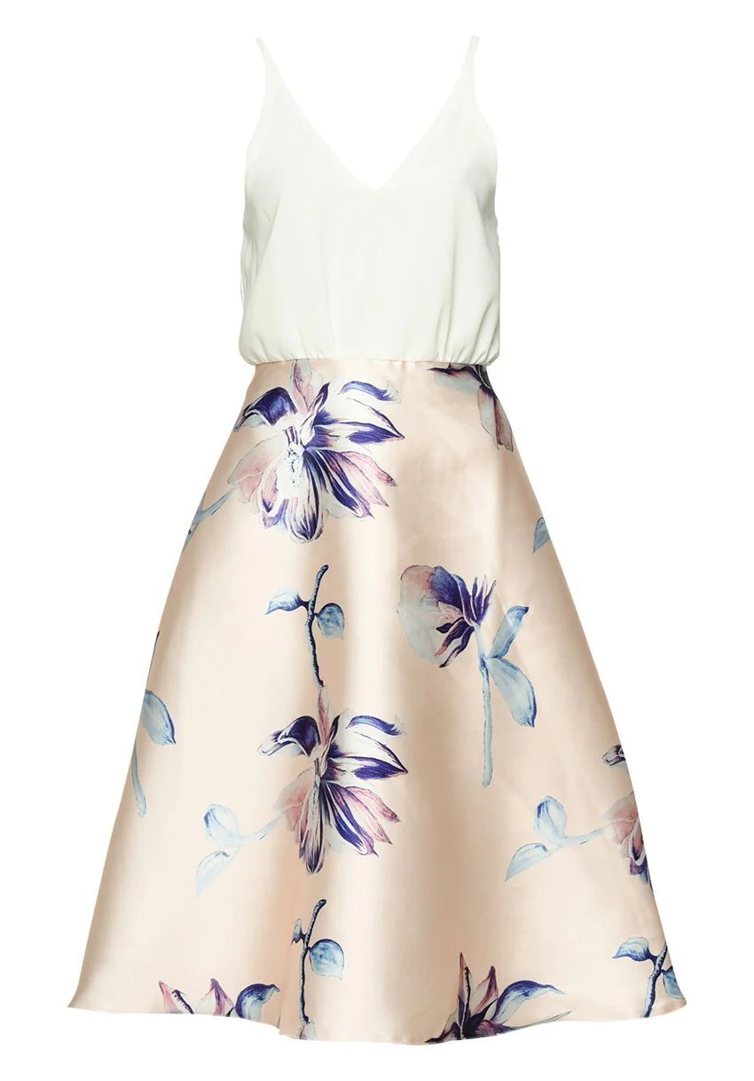 Pink 2 in 1 Printed Skirt Midi Dress - Image 4