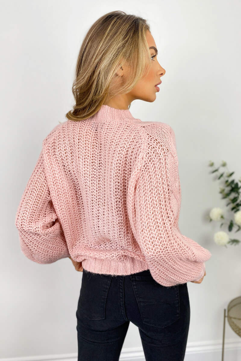 Pink Cable Raglan Sleeve Jumper - Image 5