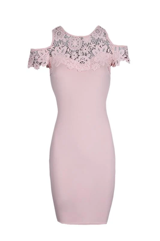 Pink Cold Shoulder Crochet Dress - Image 4