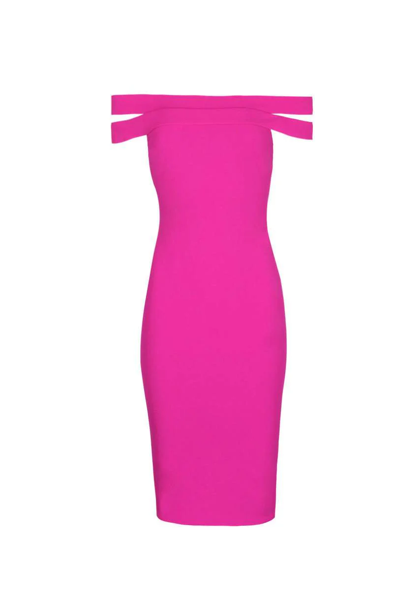 Pink Double Strap Midi Dress - Image 4