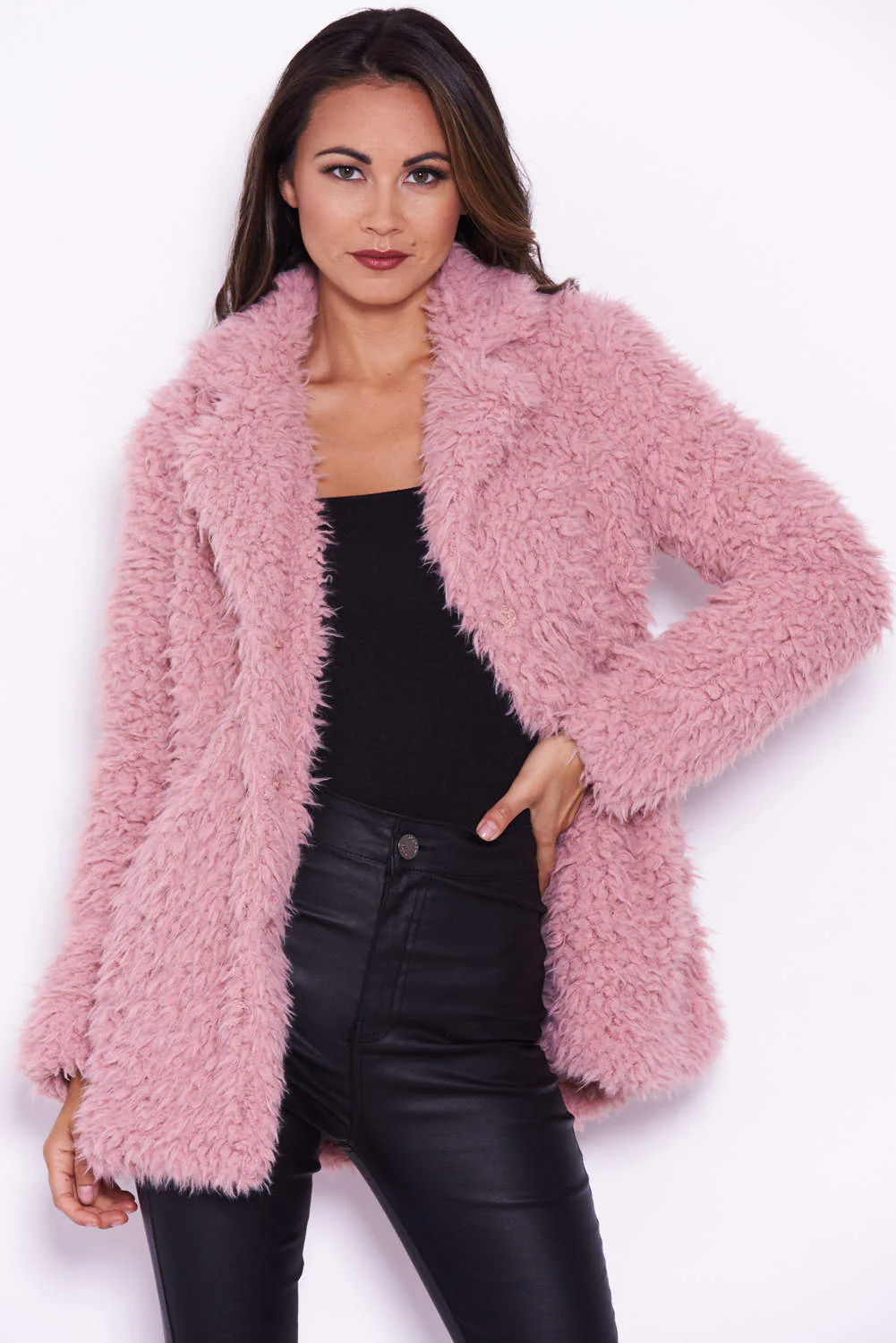 Pink Faux Fur Coat