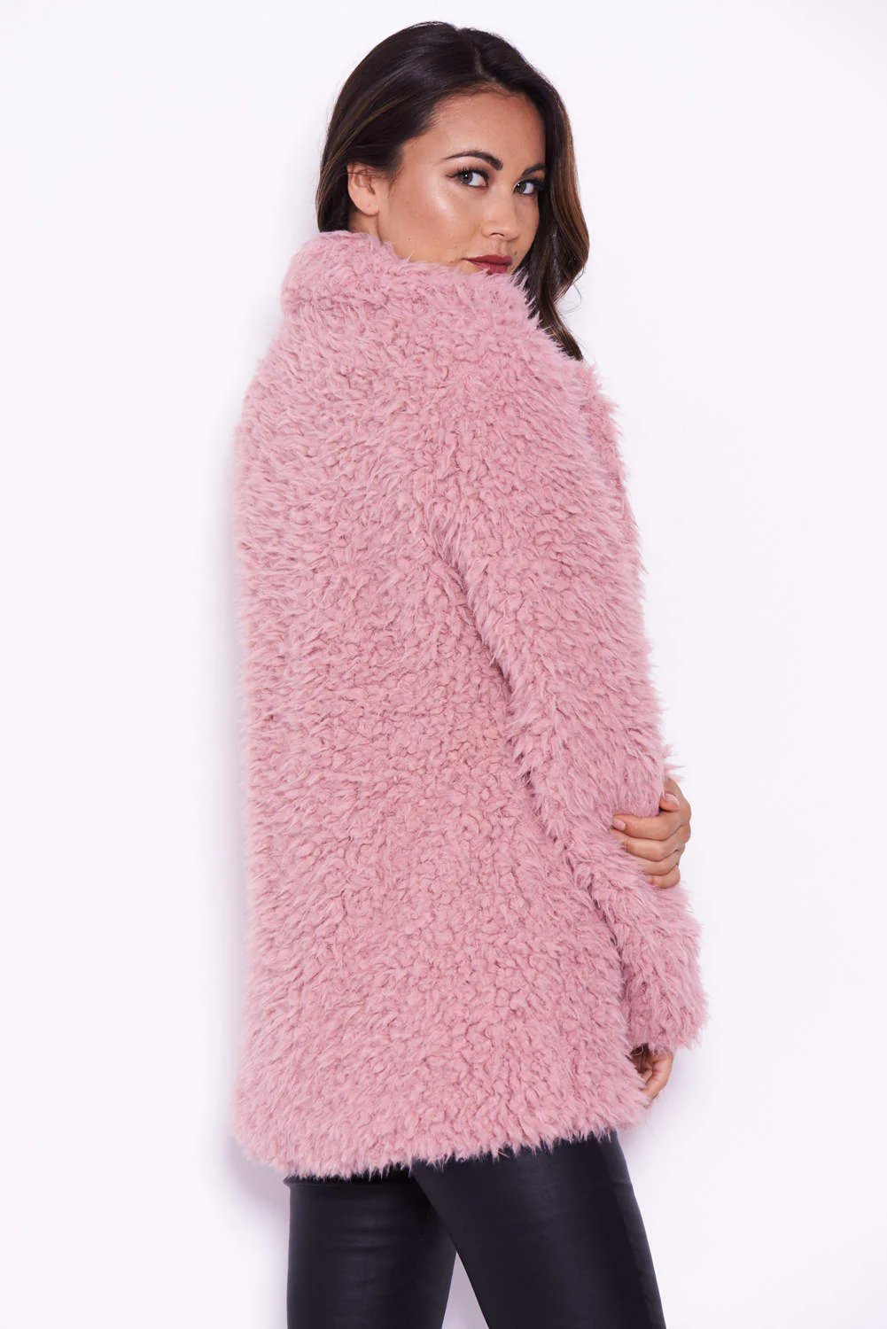 Pink Faux Fur Coat - Image 3