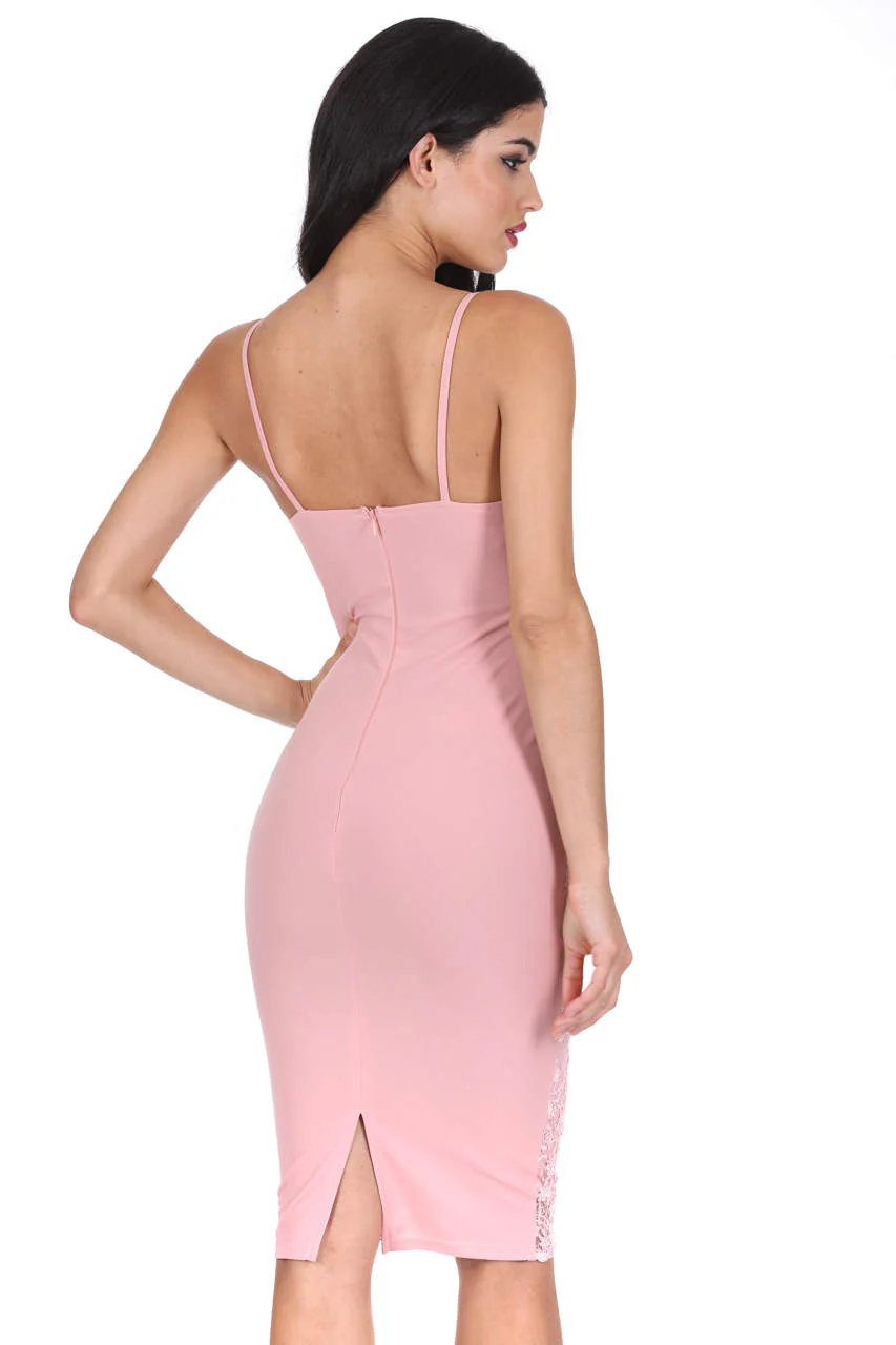 Pink Floral Midi Crochet Dress - Image 3