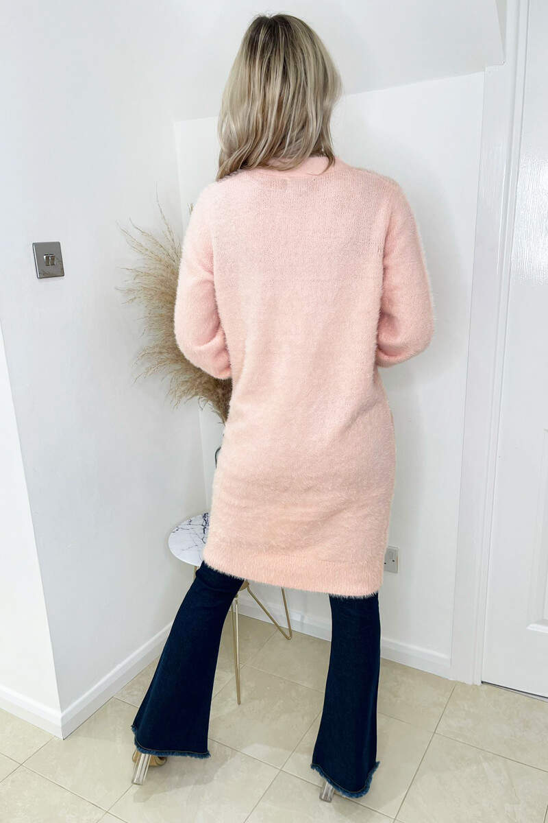 Pink Fluffy Long Cardigan - Image 5