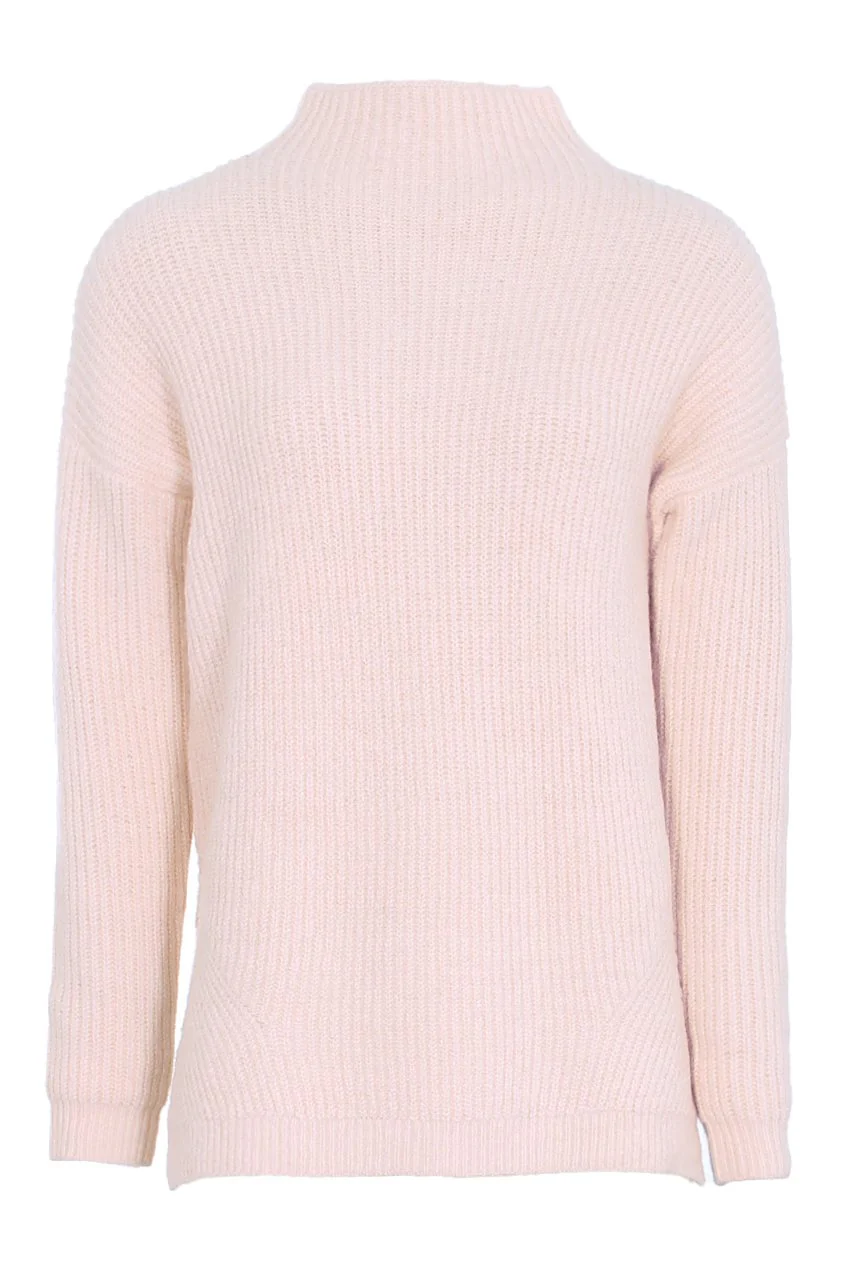 Pink High Neck Side Split Jumper - Image 4