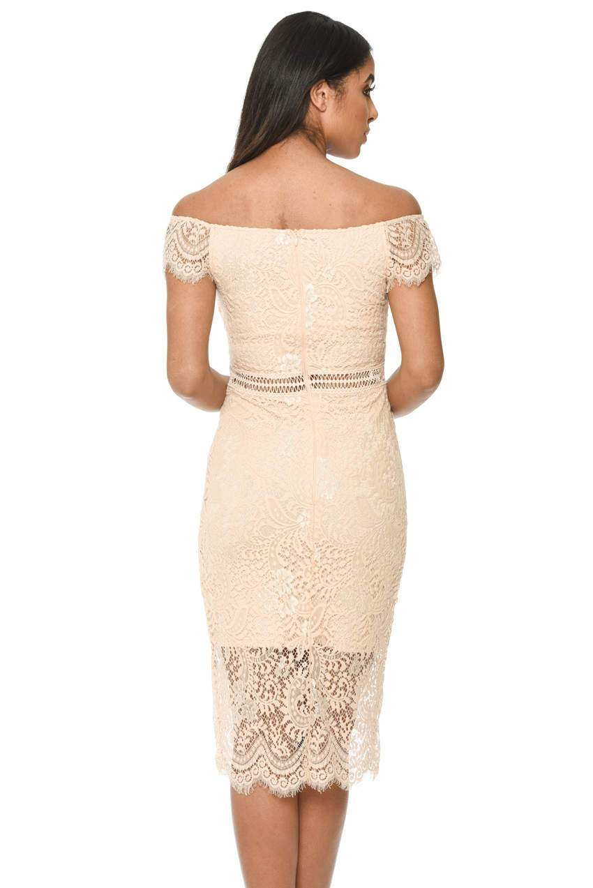 Pink Lace Bodycon Dress With Notch Front - Image 3