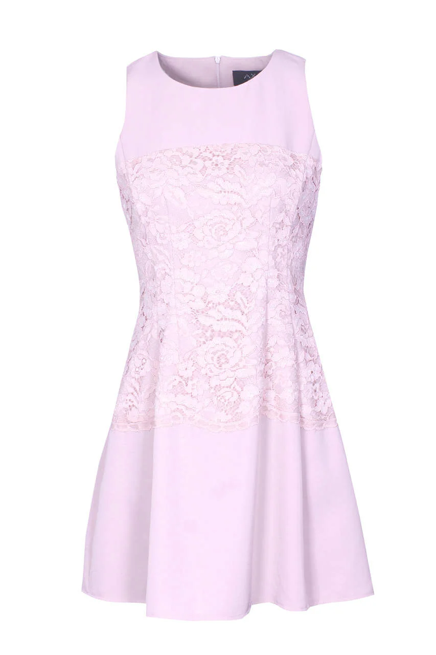 Pink Lace Waist Skater Dress - Image 4