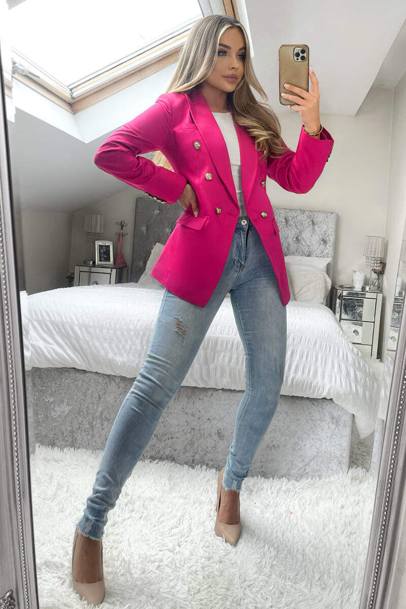 Pink Military Style Blazer - Image 3