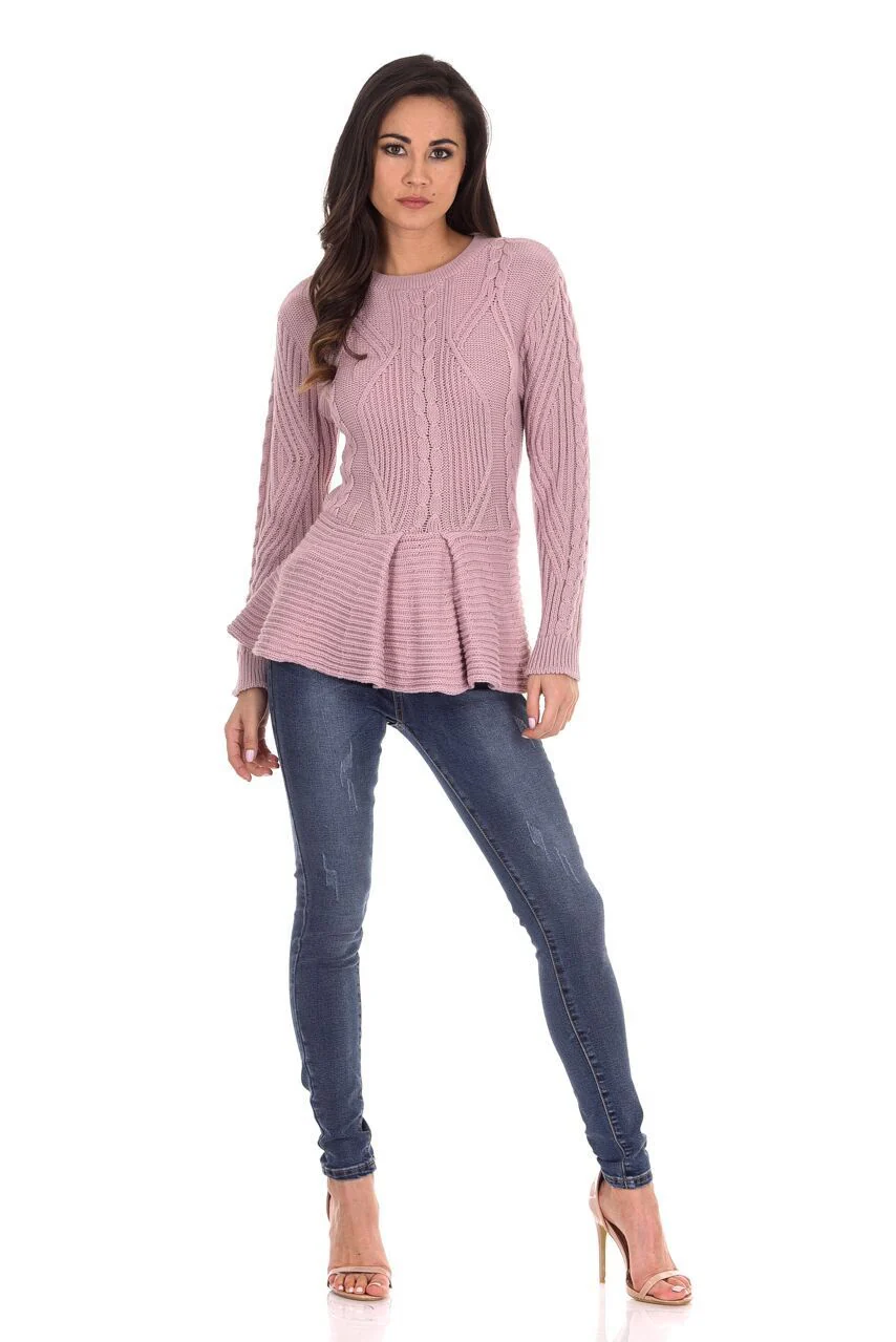 Pink Peplum Knitted Jumper - Image 2