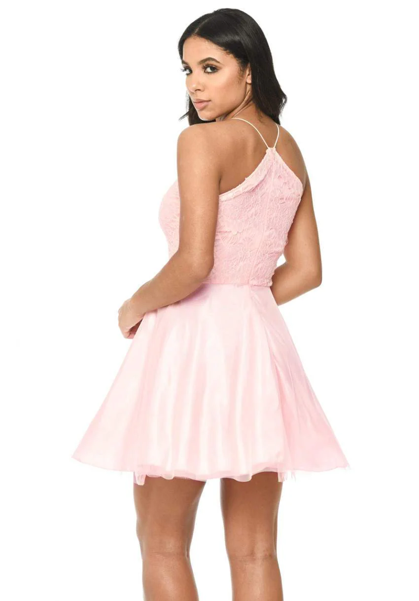 Pink Prom Lace Detail Dress - Image 3