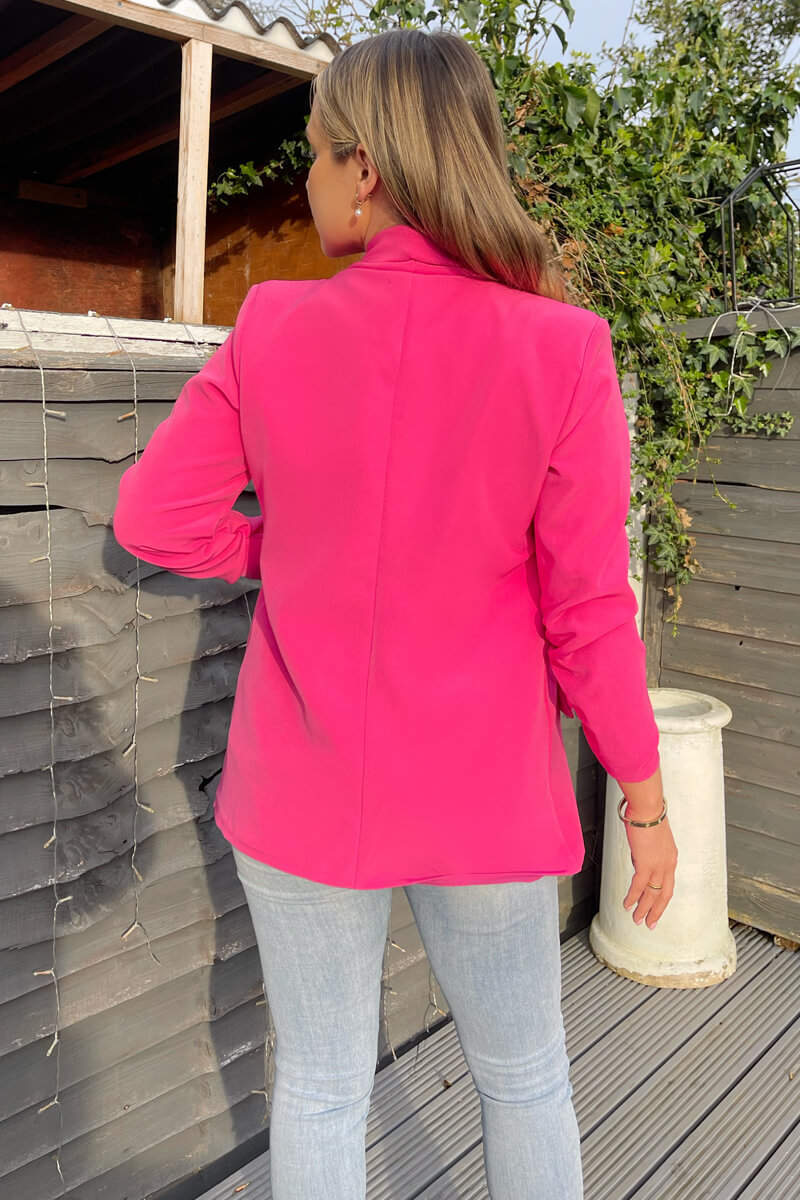Pink Ruched Detail Sleeve Blazer - Image 4