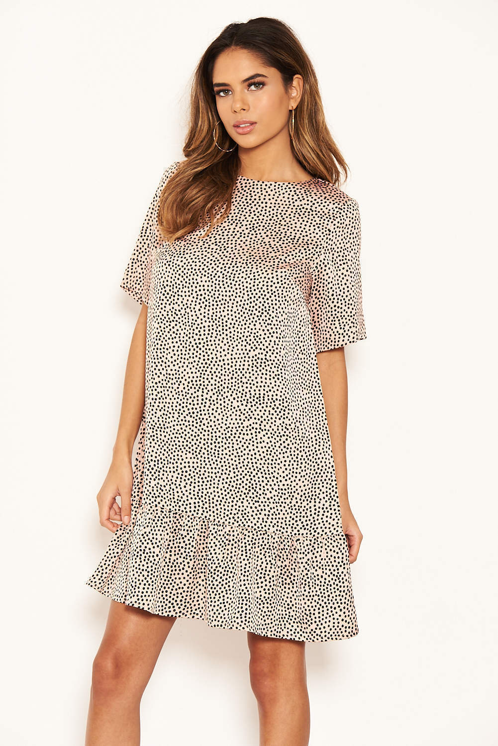 Pink Spotty Frill Hem T-Shirt Dress - Image 3
