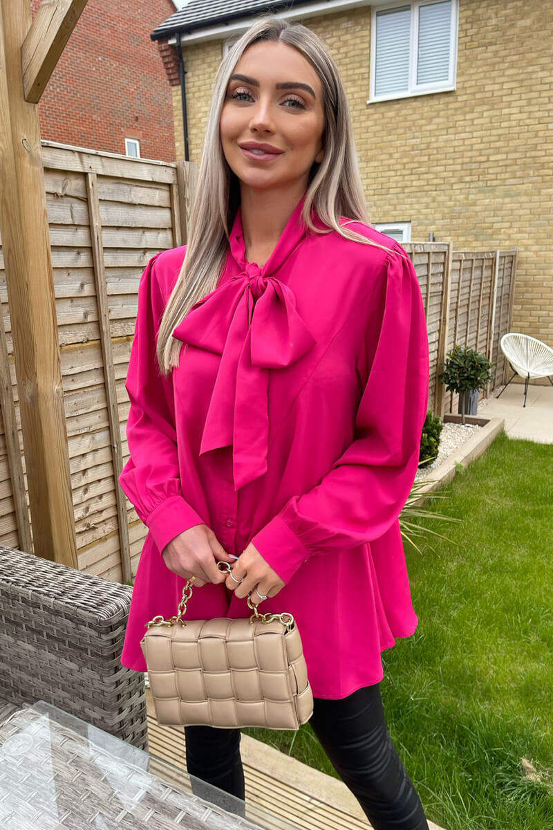 Pink Tie Neck Shirt - Image 2