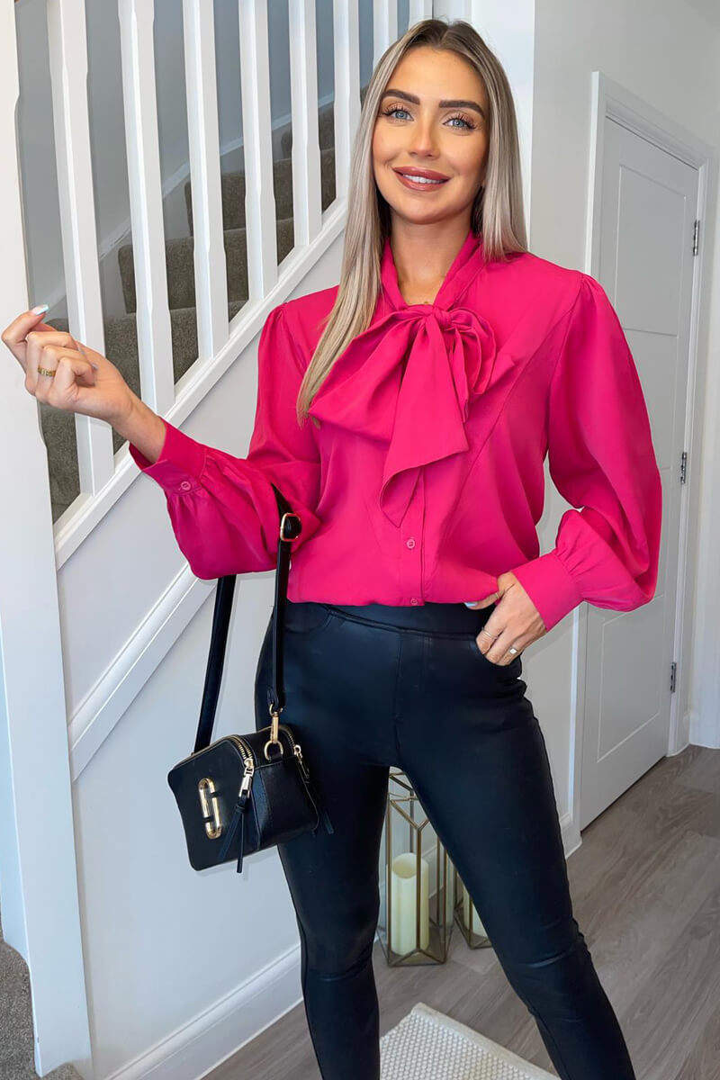 Pink Tie Neck Shirt - Image 4