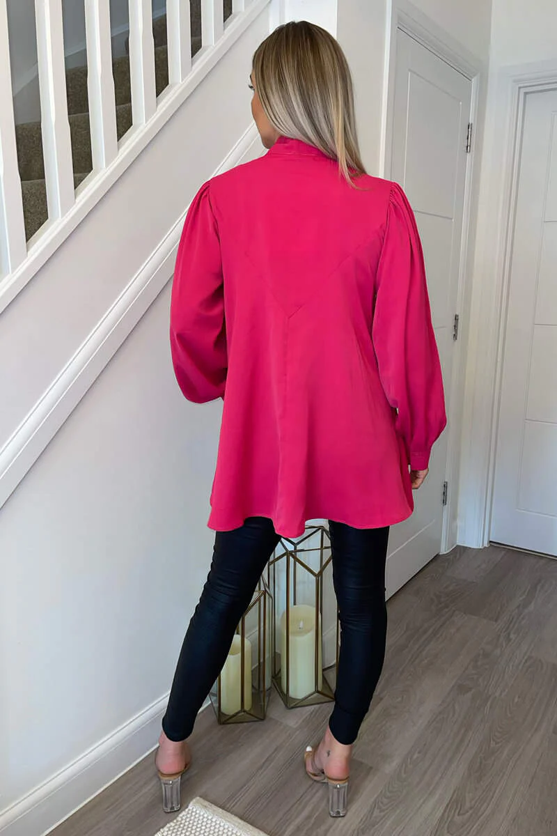 Pink Tie Neck Shirt - Image 6