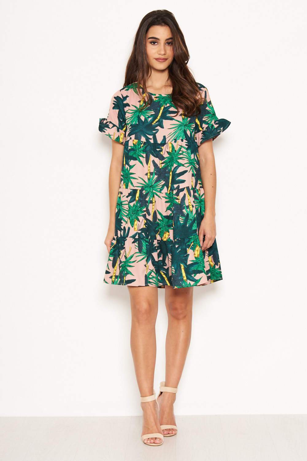 Pink Tropical Tiered Dress - Image 2