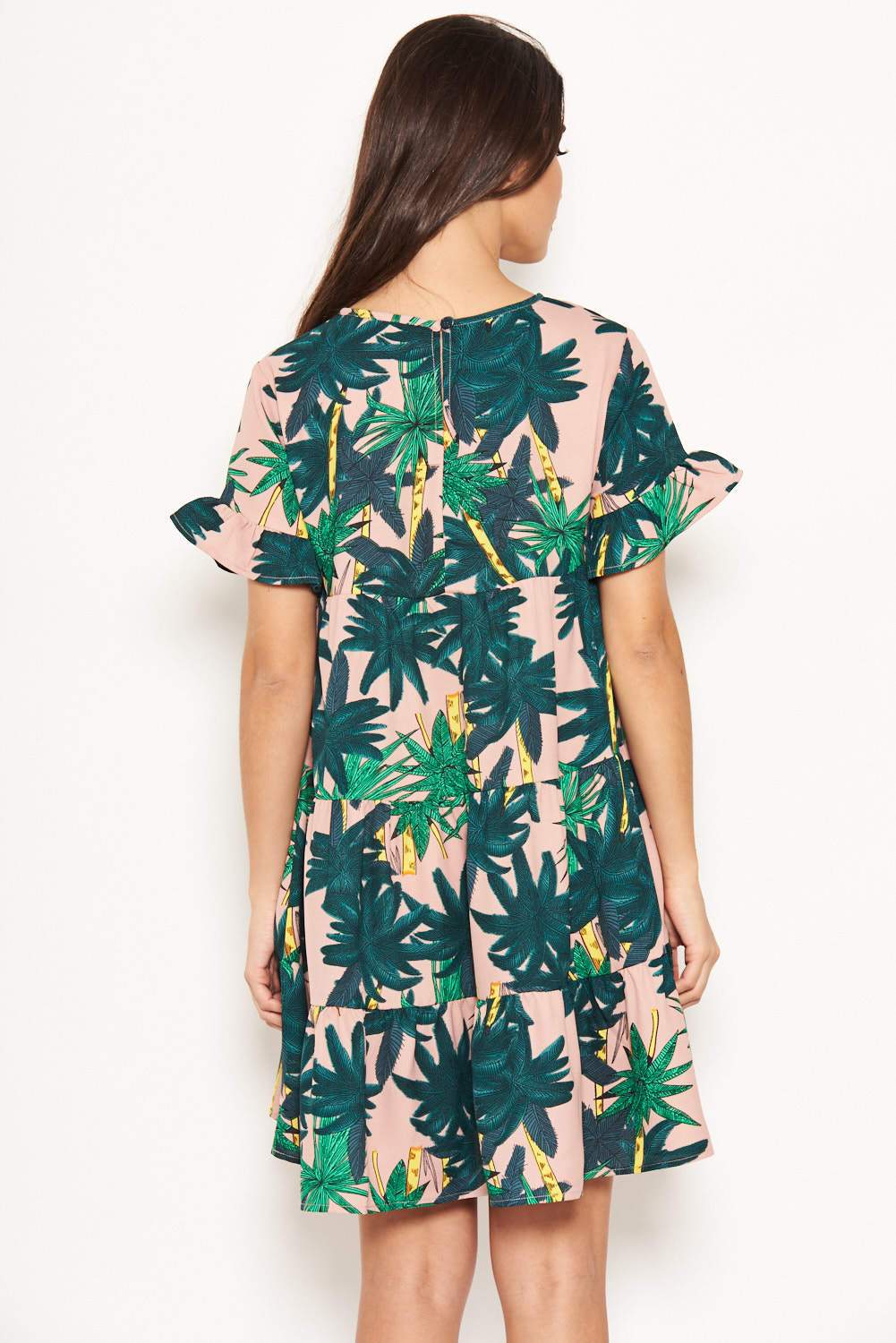 Pink Tropical Tiered Dress - Image 3
