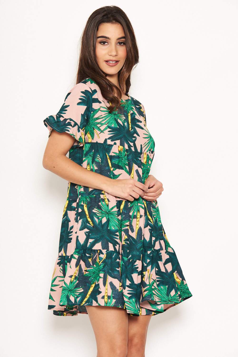 Pink Tropical Tiered Dress - Image 4