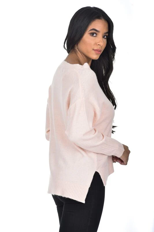 Pink V Neck Jumper - Image 3
