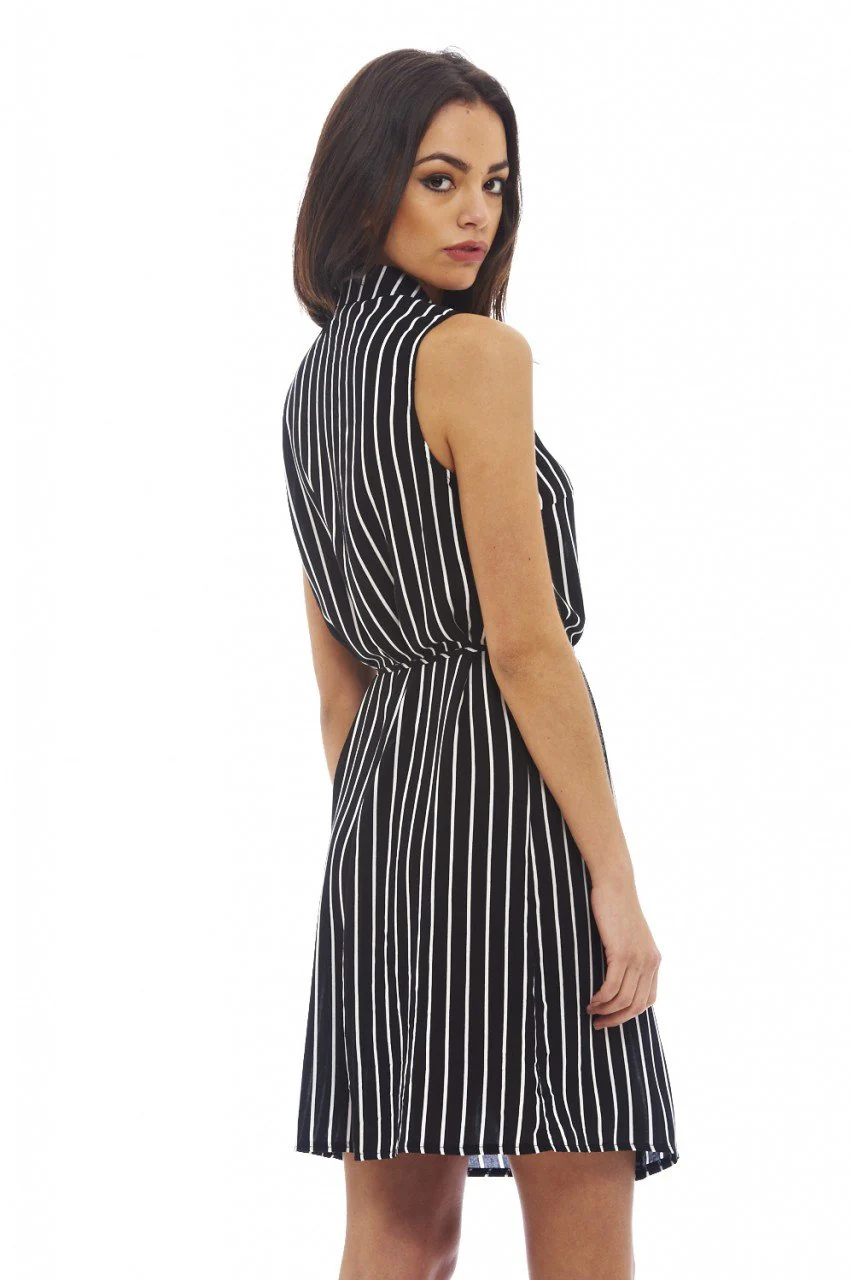 Pinstriped Sleeveless Shirt Dress - Image 4