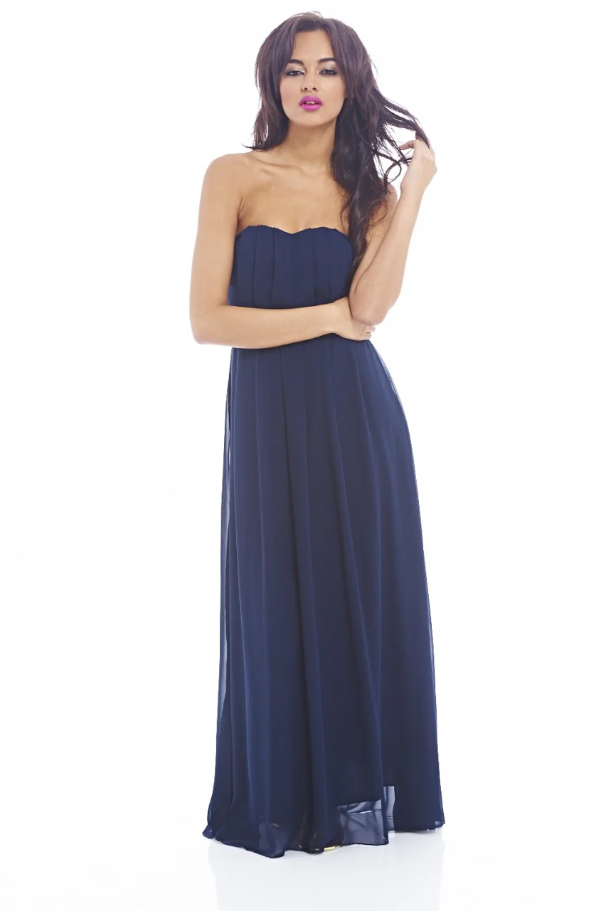 Plain Elegant Chiffon Strapless Dress - Image 2