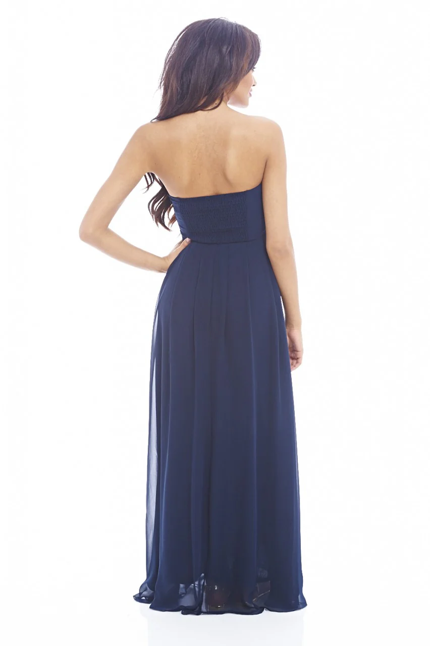 Plain Elegant Chiffon Strapless Dress - Image 5