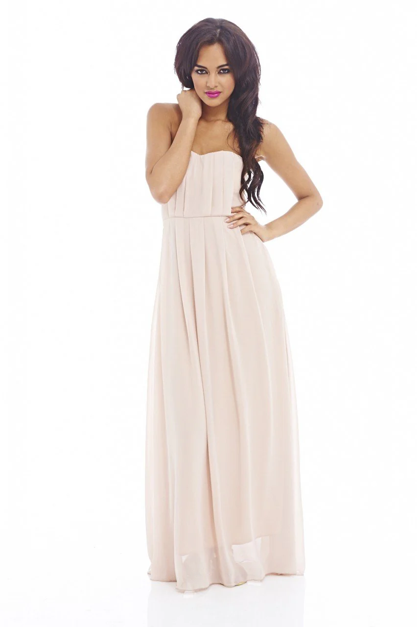 Plain Elegant Chiffon Strapless Dress - Image 3