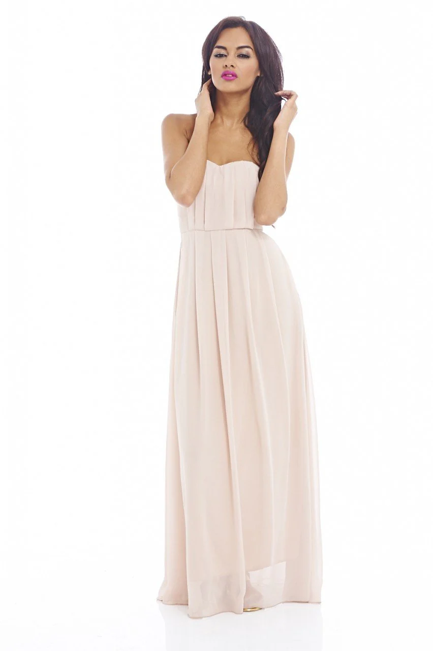 Plain Elegant Chiffon Strapless Dress - Image 4