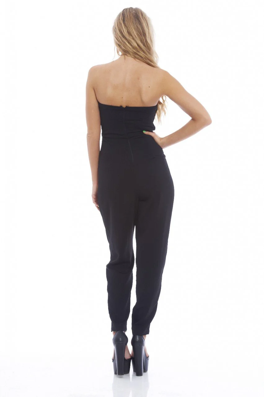 Plain Plunge Front Boobtube Jumpsuit - Image 4