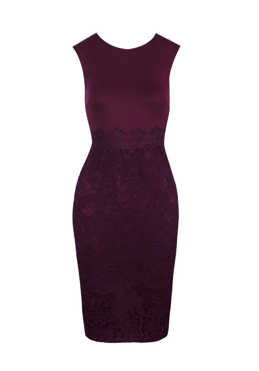 Plum Crochet Skirt Midi Dress - Image 2