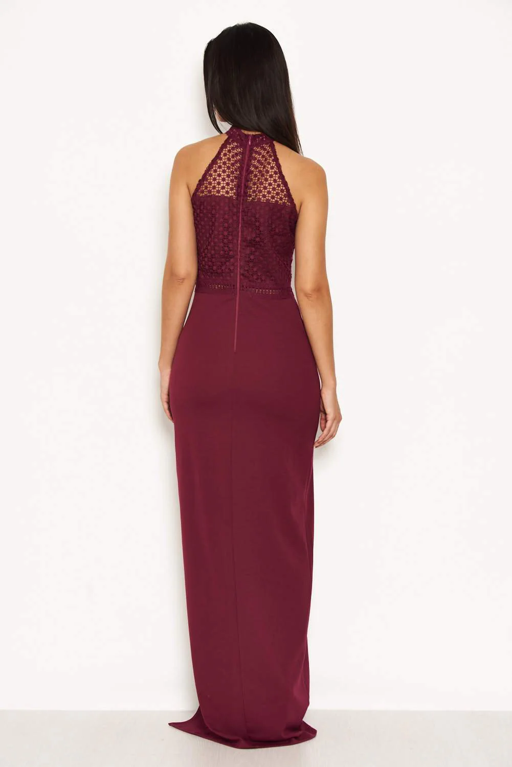 Plum Crochet Top High Neck Maxi Dress - Image 3