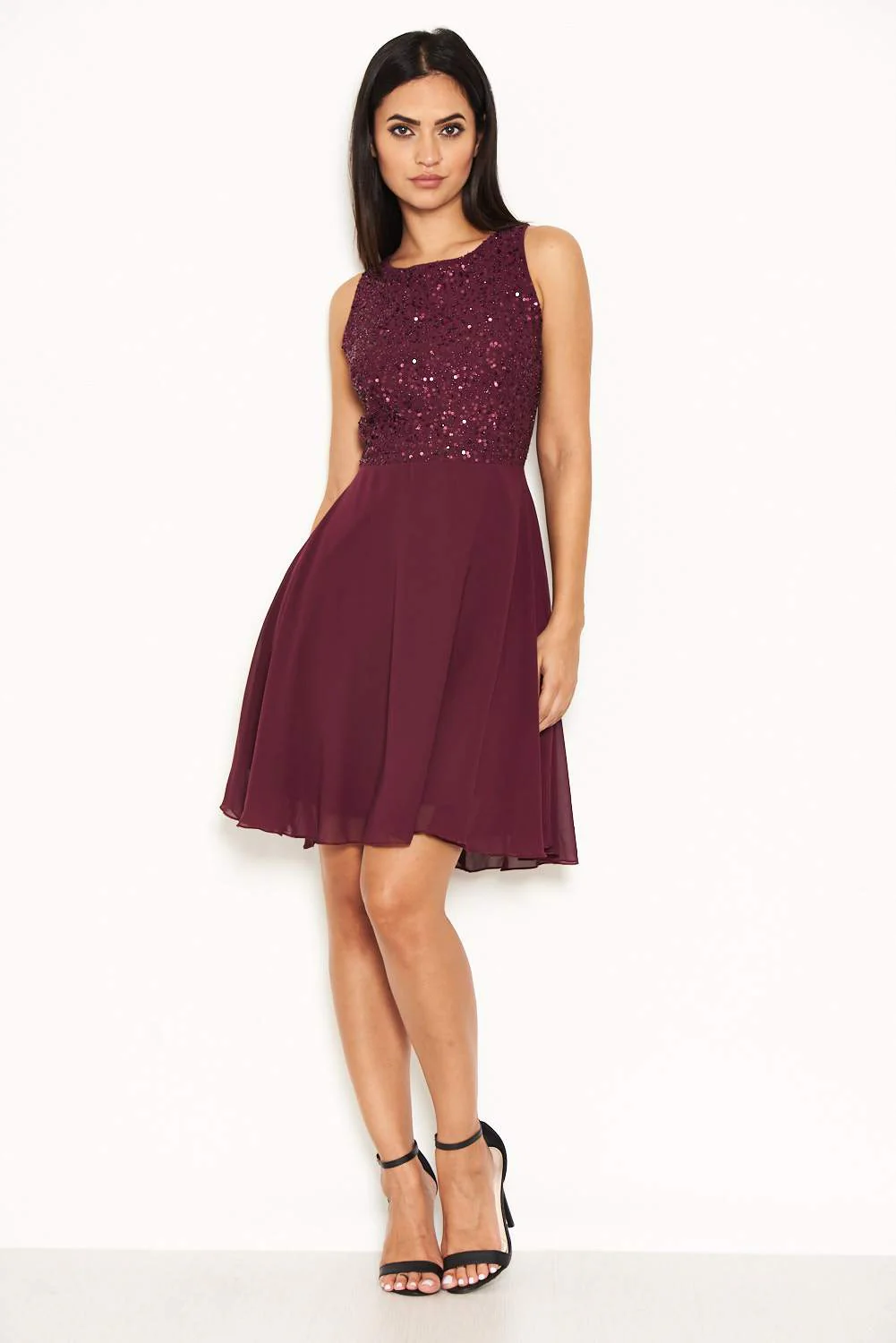Plum Embellished Skater Dress - Image 2
