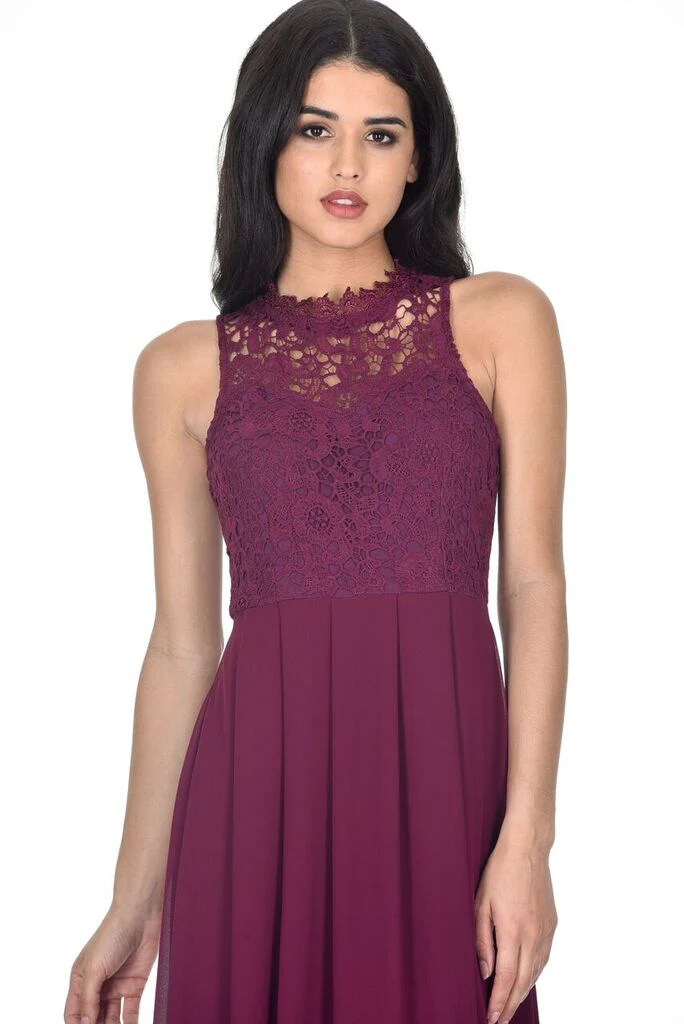 Plum High Neck Maxi Dress - Image 2
