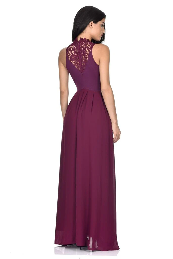 Plum High Neck Maxi Dress - Image 3