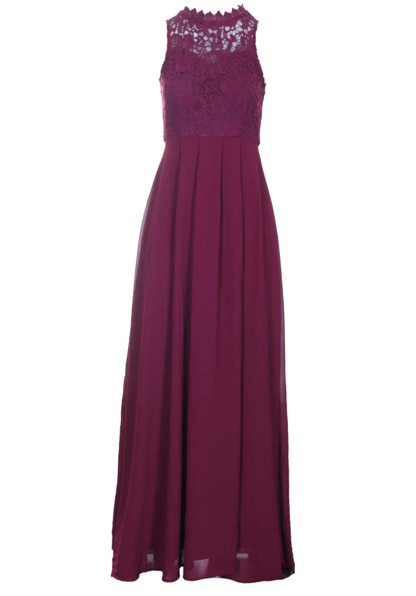 Plum High Neck Maxi Dress - Image 4