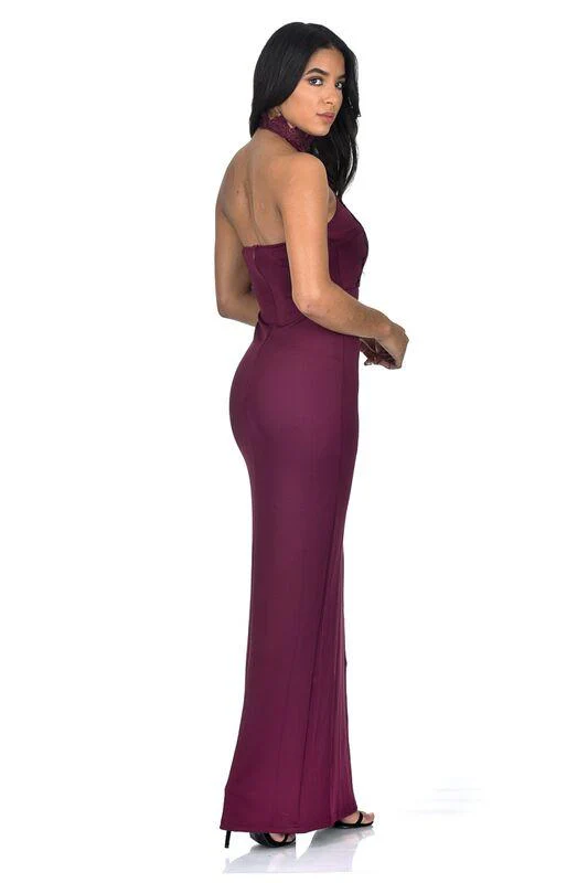 Plum Lace Maxi Dress - Image 3