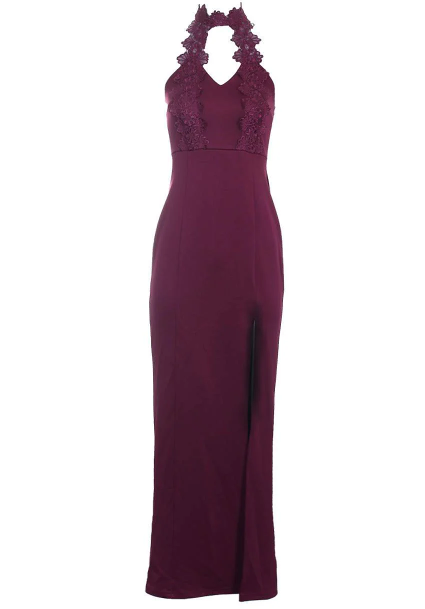 Plum Lace Maxi Dress - Image 4