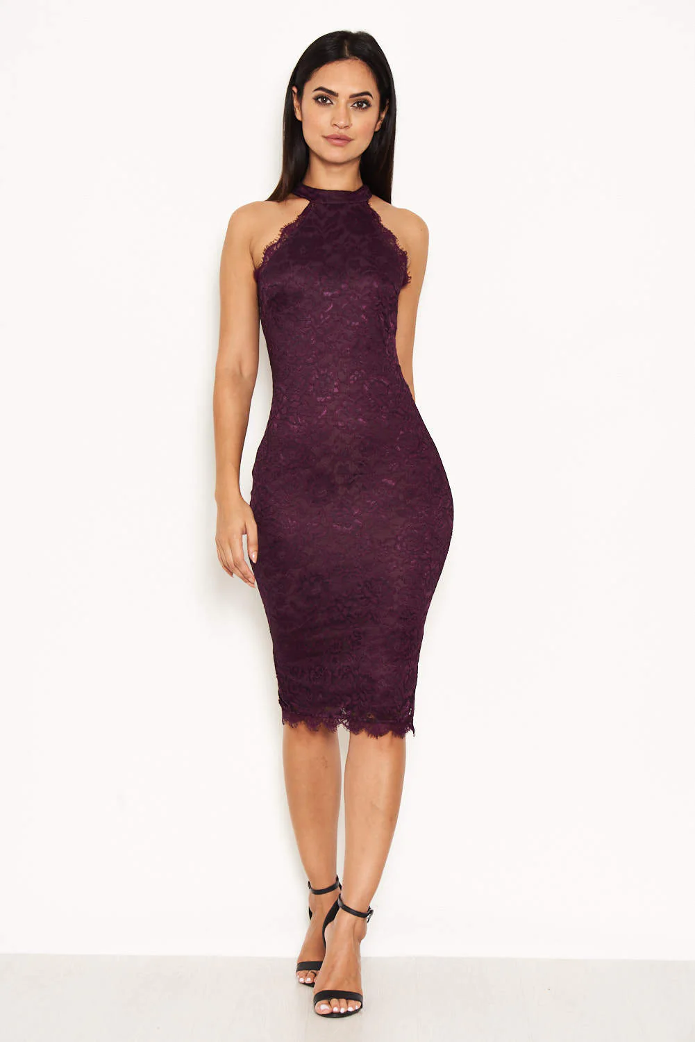 Plum Lace Midi Dress - Image 2