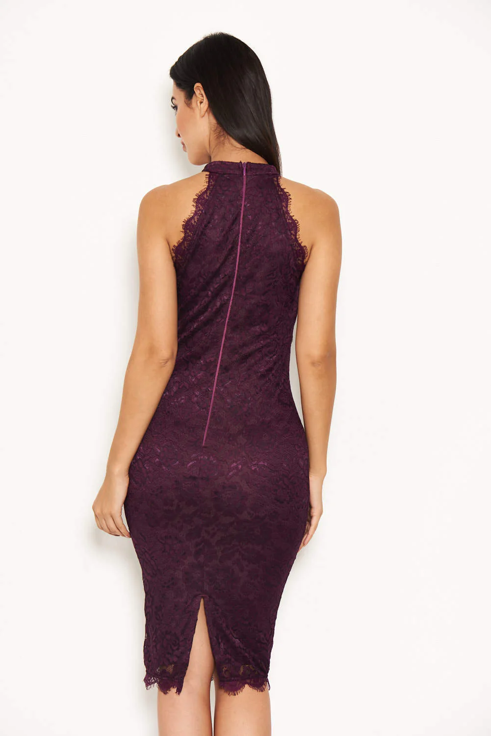 Plum Lace Midi Dress - Image 3