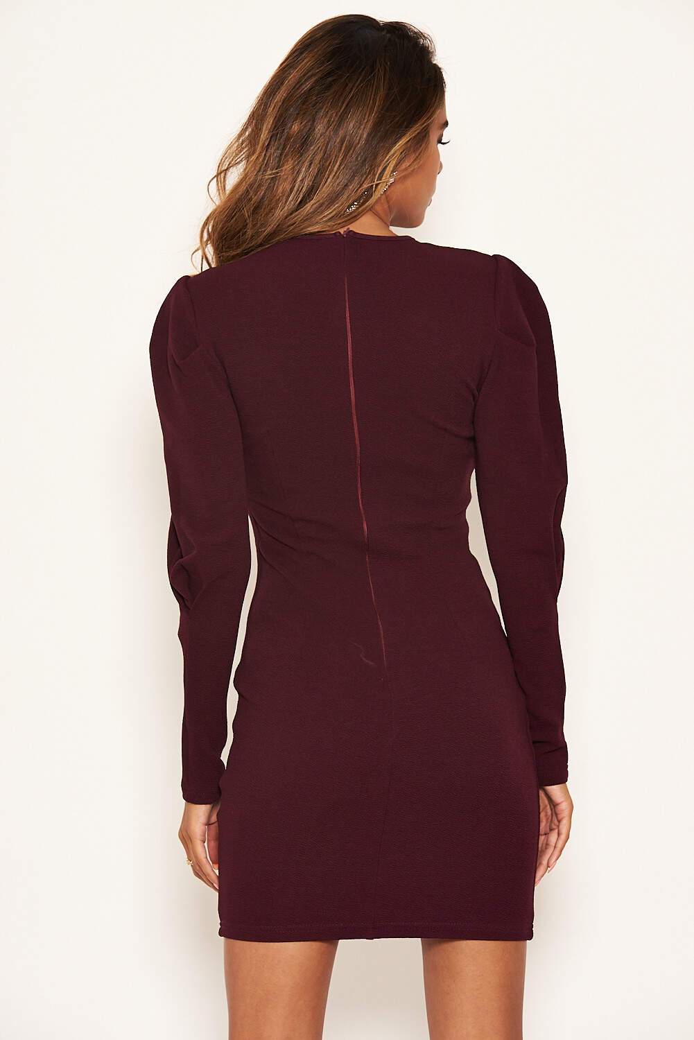 Plum Long Sleeve Bodycon Dress - Image 4