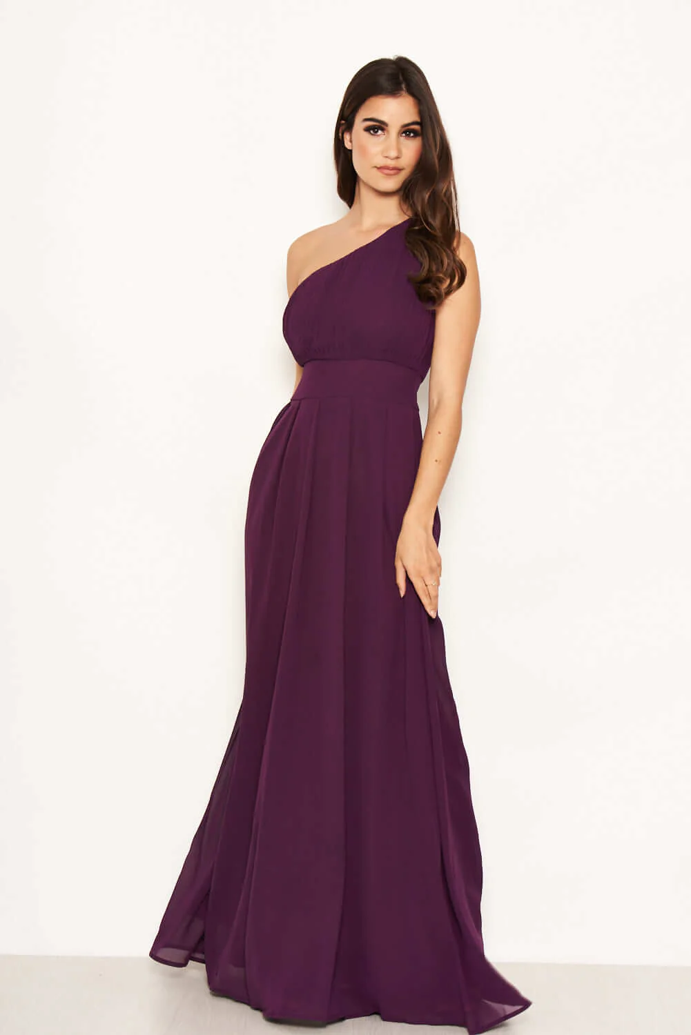 Plum One Shoulder Maxi Dress - Image 2