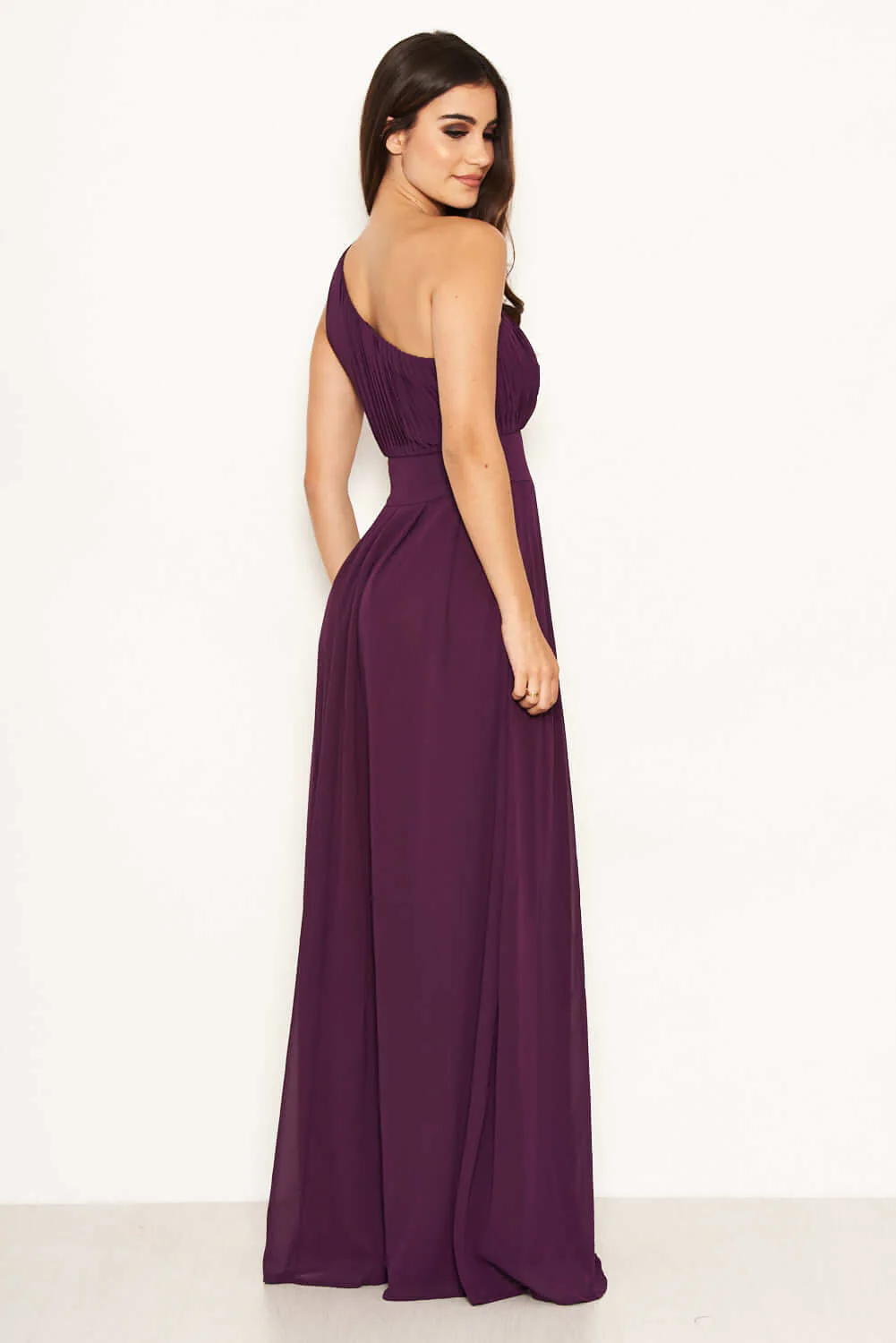 Plum One Shoulder Maxi Dress - Image 3