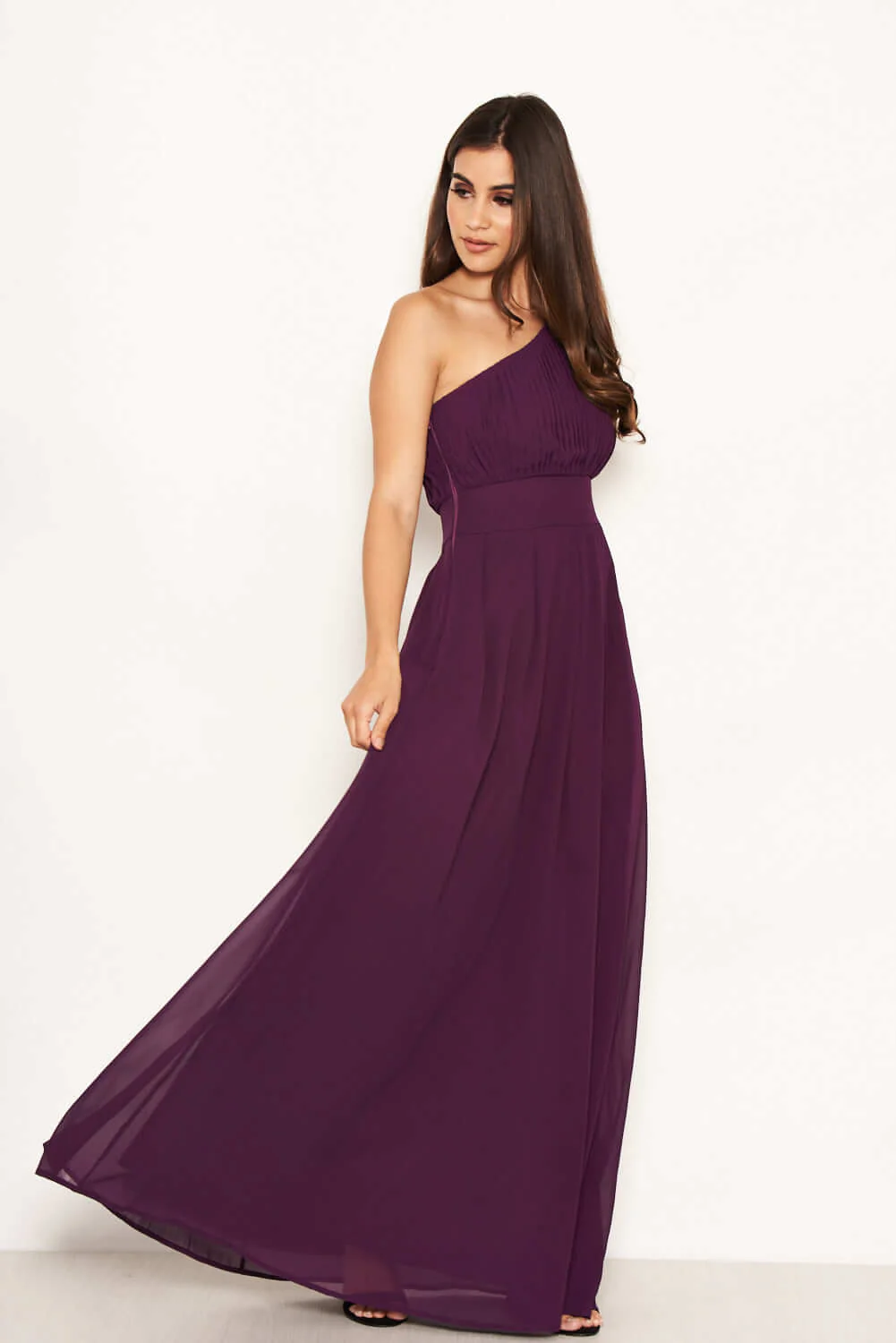 Plum One Shoulder Maxi Dress - Image 4