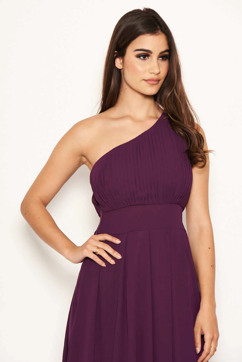 Plum One Shoulder Maxi Dress - Image 5